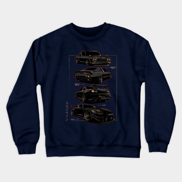 Skyline GTR Generations - PAPAYA STREETART Crewneck Sweatshirt by papayastreetart